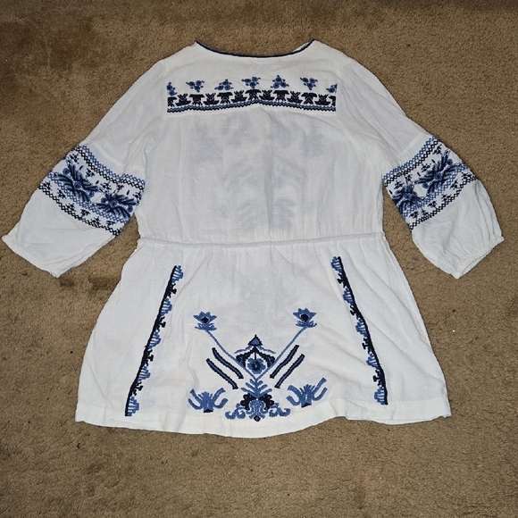 Free People White and Blue Embroidered Dress - Picture 5 of 5